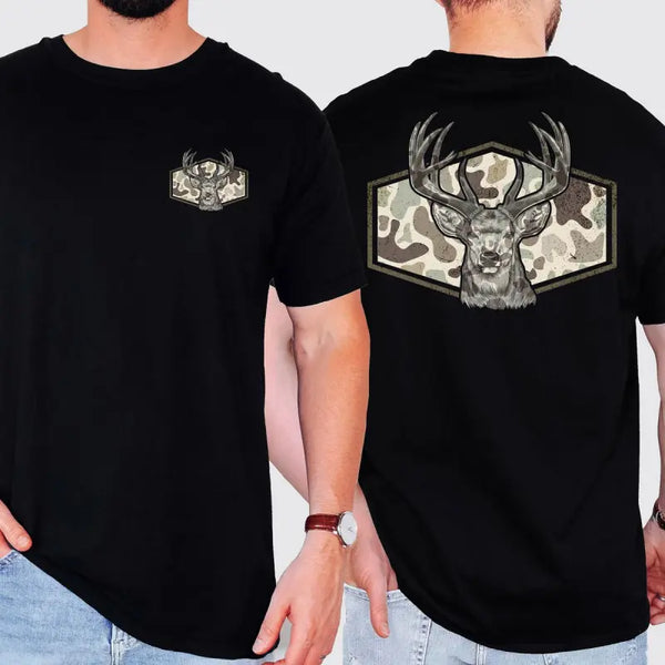 Men's Deer Hunting Camouflage Short-Sleeve Crew Neck Relaxed Fit T-Shirt - Stylish, Comfy, Breathable, Soft Fabric, Classic Graphic, Fashion Casual Outdoor Sports Top, Office Wear, Gifts for Him, Men's T Shirts