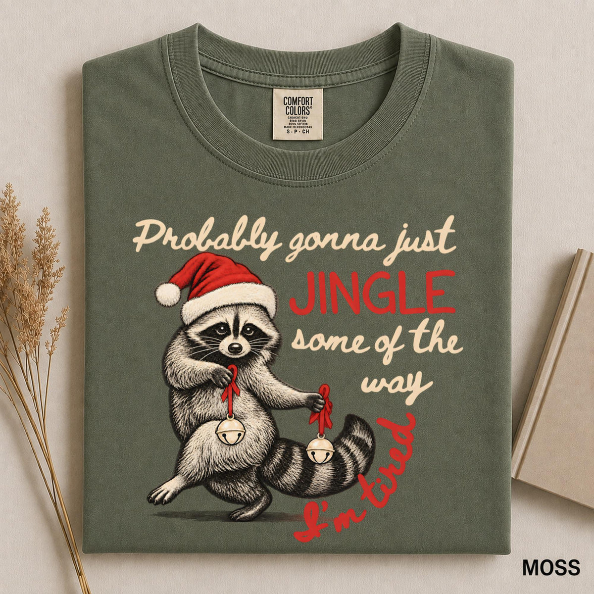 Funny Raccoon Christmas Shirt, Jingle Some of the Way Tee, Tired Christmas Shirt, Trash Panda Holiday Tee, Comfort Colors Gift 5