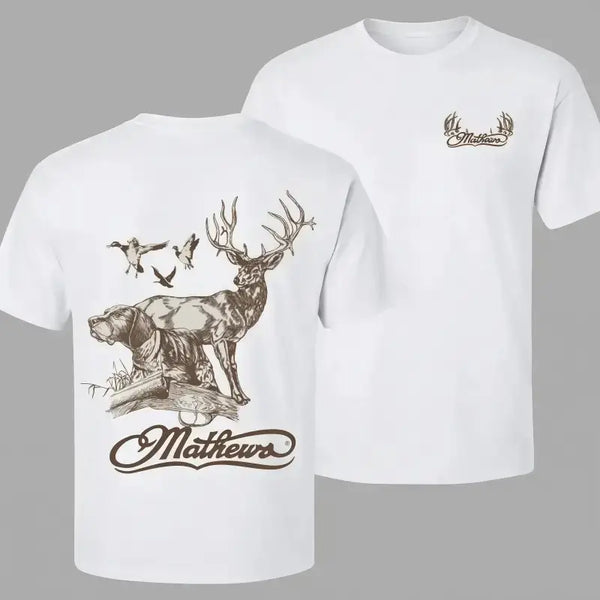 Men's Animal Graphic Layer T-Shirt - Deer, Duck, Dog Hunting Design, Country Outdoor Vintage Rustic Vibe Streetwear, Short-Sleeve Casual Tee, Gift for Hunters, Everyday Wear Mens Top