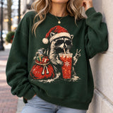 Christmas Raccoon Drinking Iced Coffee Sweatshirt, Xmas Animal Lover Gift, Raccoon Coffee Shirt, Cozy Winter Christmas Gift 4